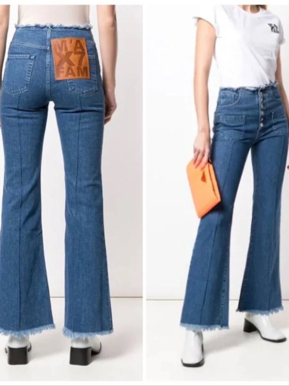 Marques Almeida x 7FAM High Waist Flare Stonewash Sz 25 (7 For All Mankind)
